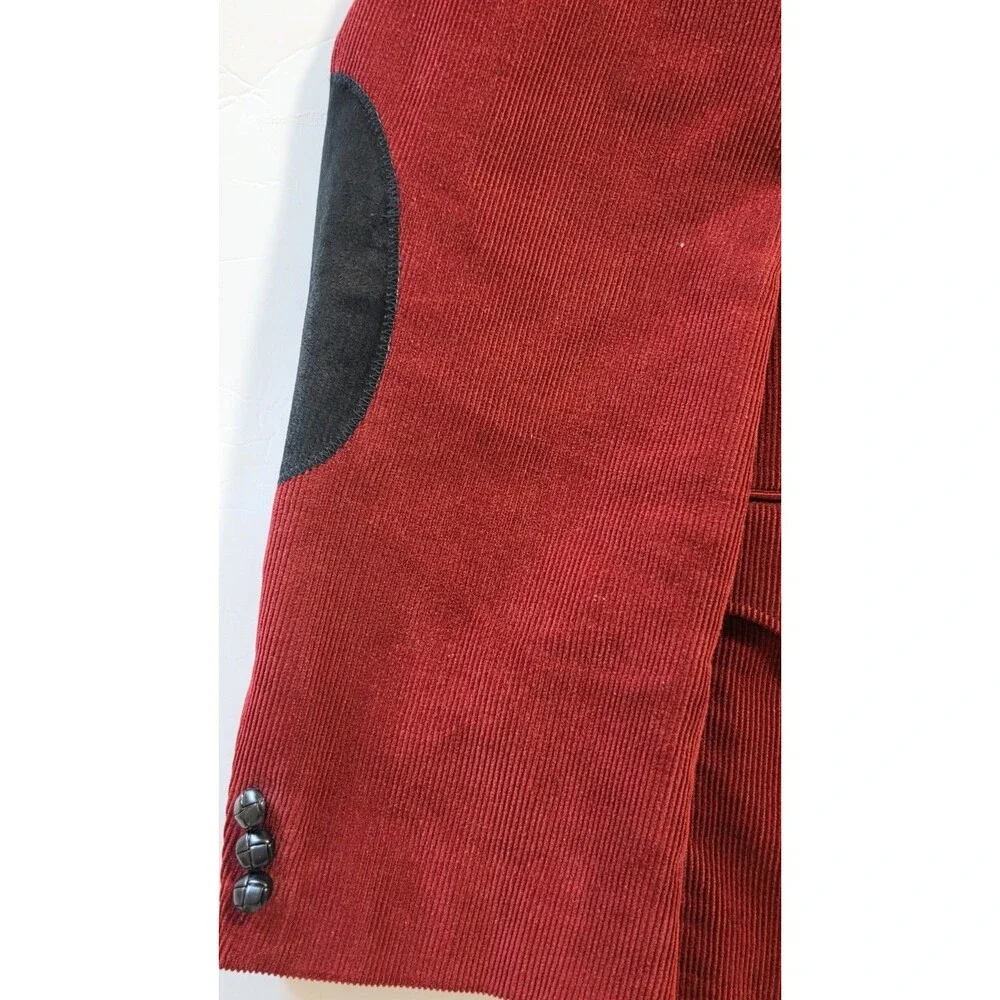 Sheplers Men 54L Western Corduroy Blazer Jacket Red Maroon Yoke Elbow Patch Tall